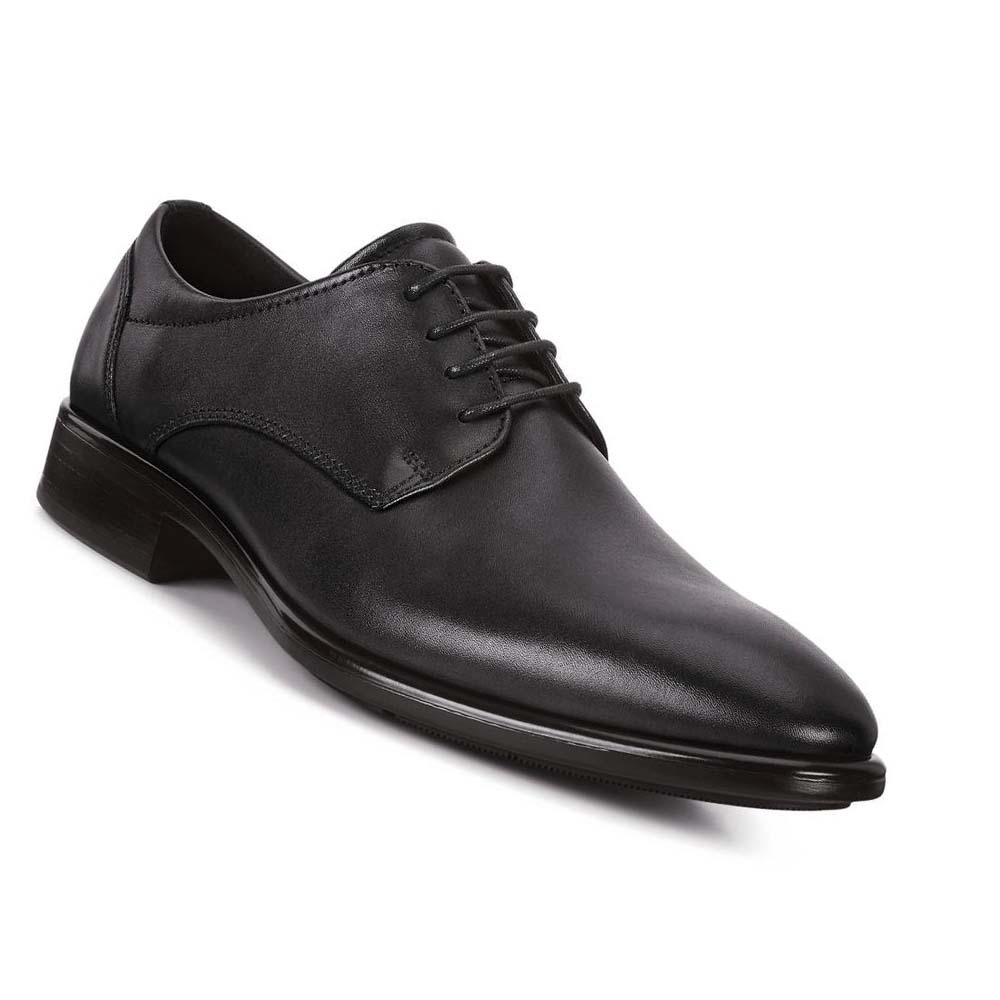 Men's Ecco Citytray Plain Toe Dress Shoes Black | Canada 512XYU